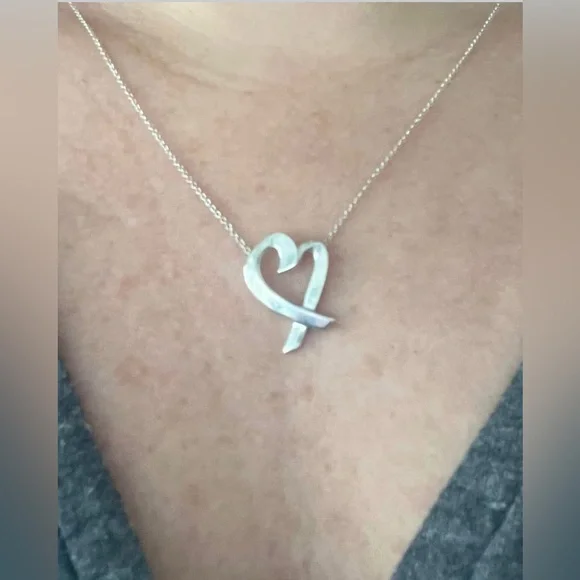 Tiffany & Co Paloma Picasso Loving Heart Sterling Silver Necklace 18” - Picture 3 of 9